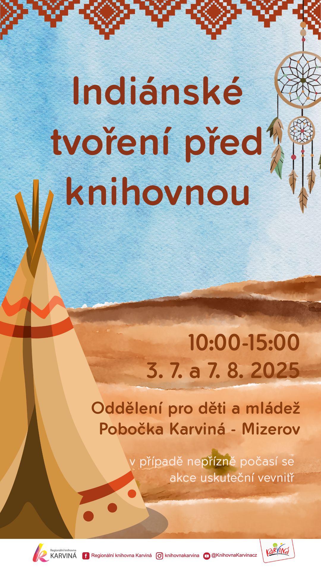Indiánské tvoření před knihovnou